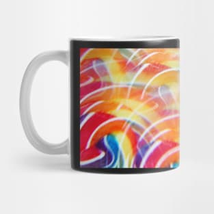 Close-up of swirly rainbow lollipop through prism filter Mug